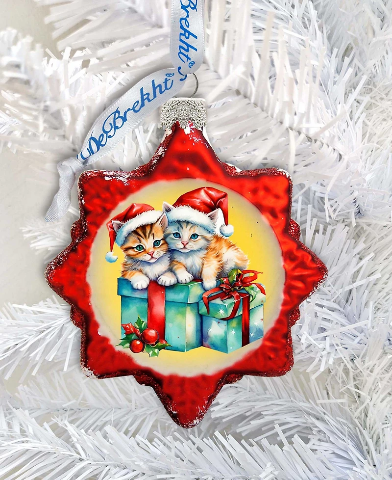 Designocracy Kittens and Gifts Holiday Glass Ornaments