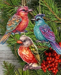Designocracy Colorful Birds Holiday Ornaments, Set of 3
