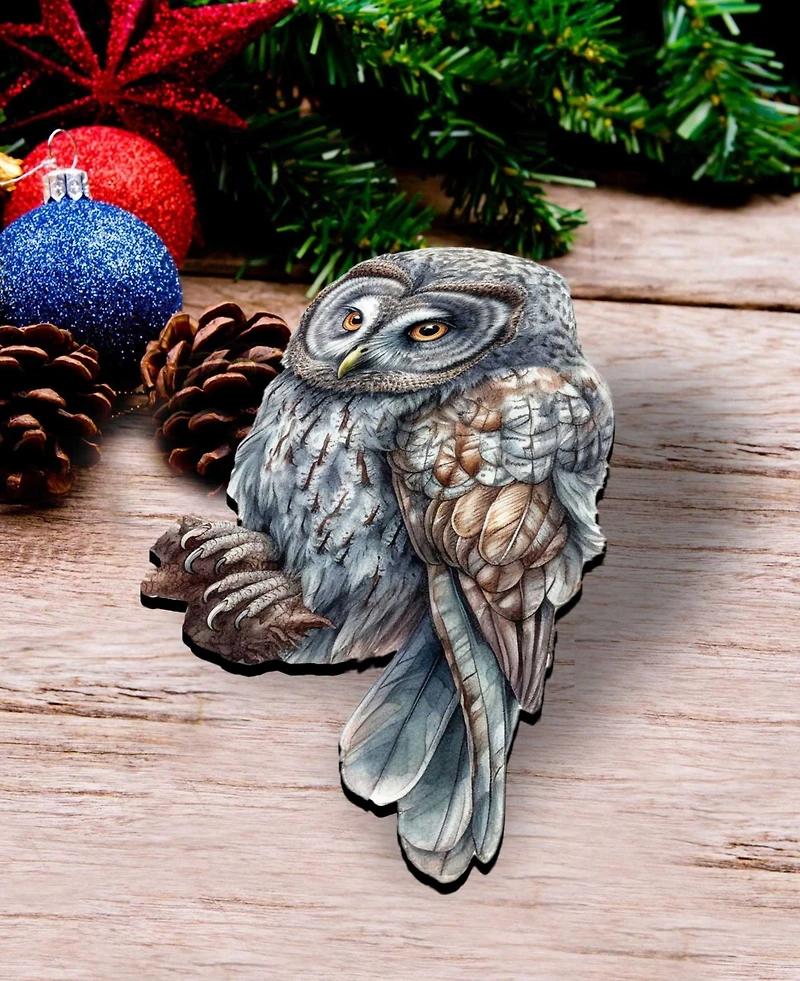 Designocracy Night Owls Wood Clip-on Ornaments, Set of 3