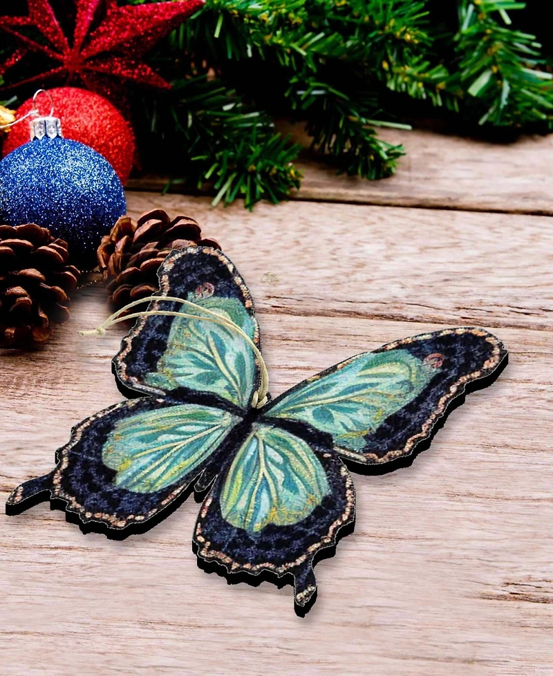 Designocracy Summer Butterfly Wooden Ornaments, Set of 3