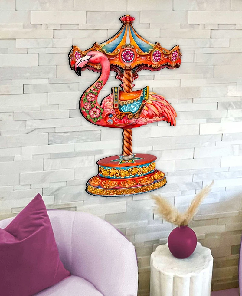 Designocracy Pink Flamingo Carousel Holiday Door Decor