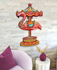 Designocracy Pink Flamingo Carousel Holiday Door Decor