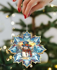 Designocracy Happy Snowman Snowflake Ornaments, Set 3