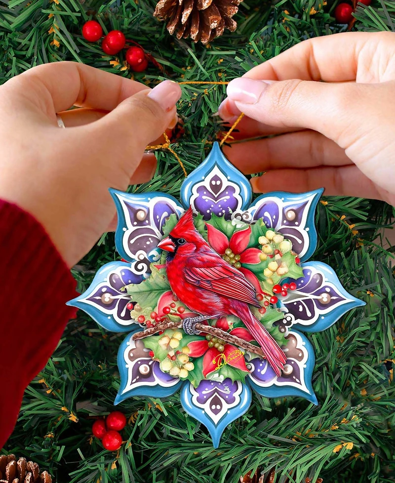 Designocracy Cardinal Snowflake Christmas Ornament