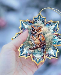 Designocracy Great Horned Owl Snowflake Ornament