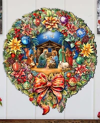Designocracy Nativity Wreath Holiday Door Decor