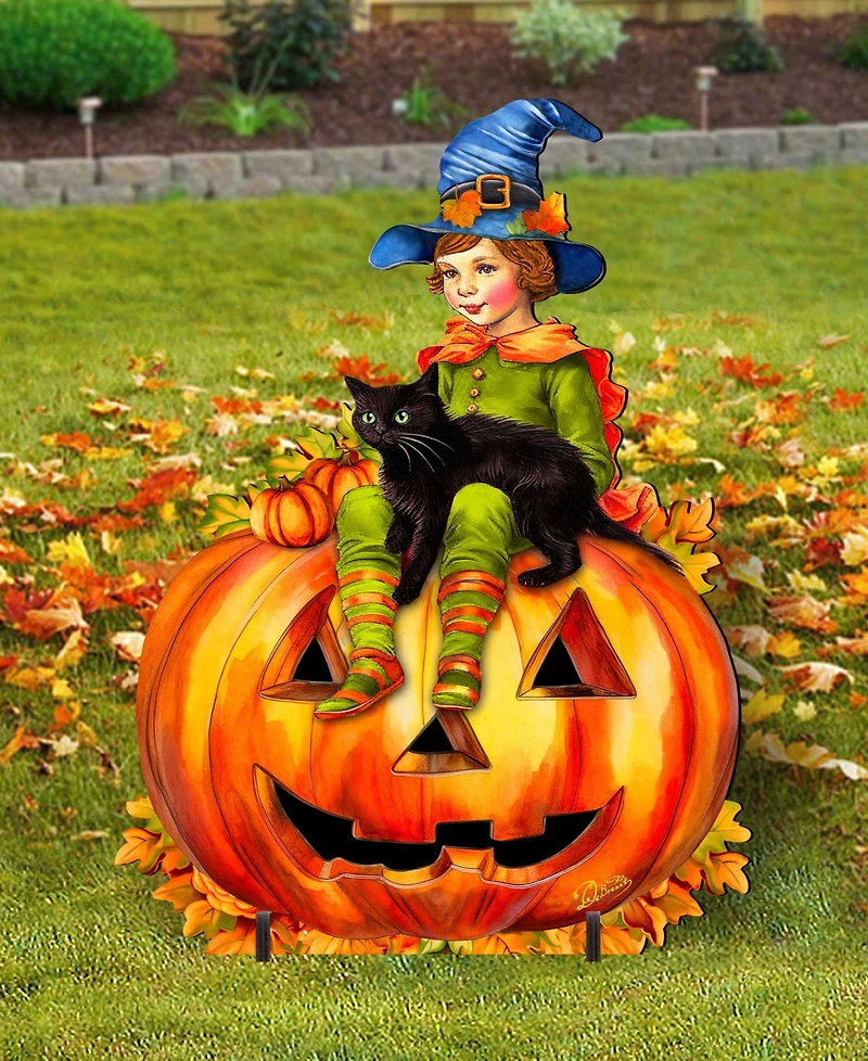 Designocracy Boy on Pumpkin Outdoor Decor
