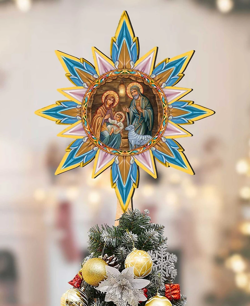 Designocracy Orthodox Nativity Wooden Tree Topper