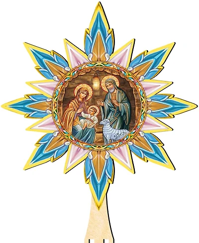Designocracy Orthodox Nativity Wooden Tree Topper
