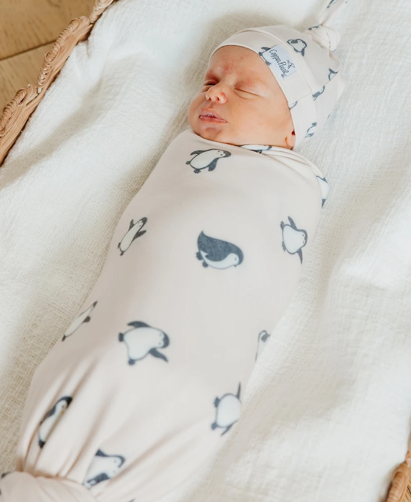 Copper Pearl Baby Penguins Knit Blanket