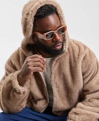 Mode of One Men's Relaxed Fit Long Sleeve Zip-Front Faux Fur Hoodie, Macy's Exclusive