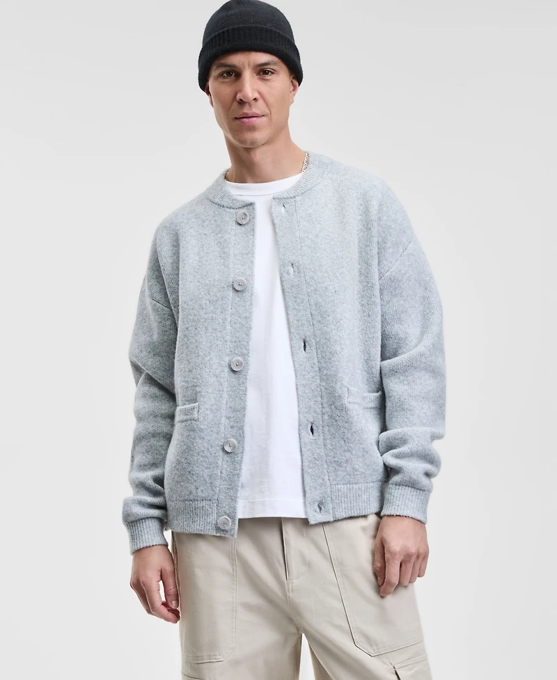Mode of One Men's Relaxed Fit Long Sleeve Button-Front Cardigan Sweater-Jacket, Macy's Exclusive