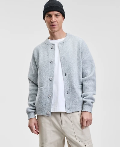 Mode of One Men's Relaxed Fit Long Sleeve Button-Front Cardigan Sweater-Jacket, Macy's Exclusive