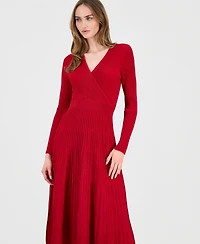 T Tahari Women's Metallic Wrap Fit & Flare Dress