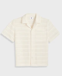 Mode of One Men's Relaxed Fit Short Sleeve Knit Button-Front Camp-Collar Sweater, Macy's Exclusive
