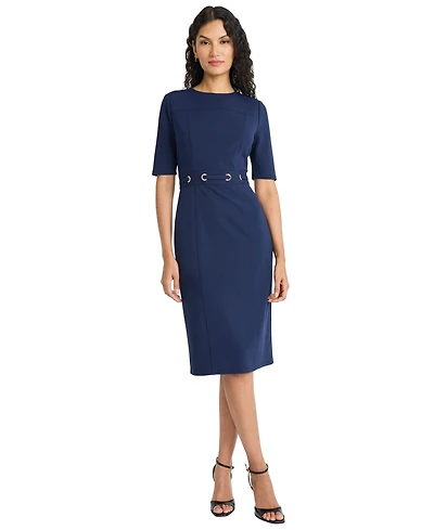 Maggy London Women's Crewneck Sheath Midi Dress