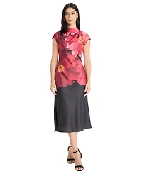 Maggy London Women's Printed Cap Sleeves Midi Dress