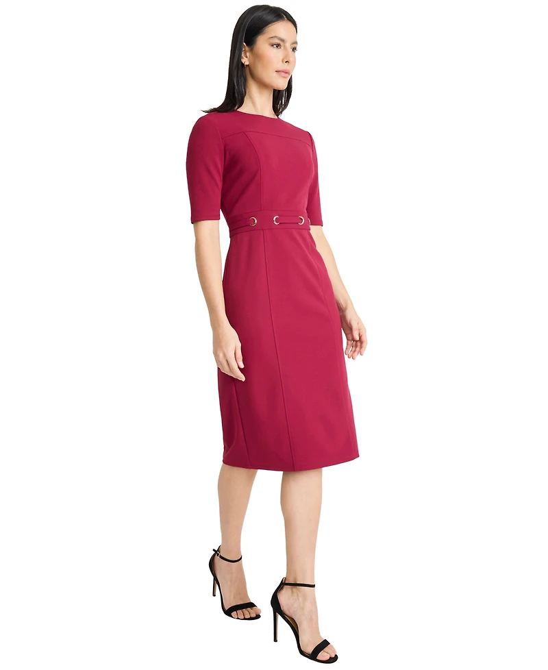 Maggy London Women's Crewneck Sheath Midi Dress