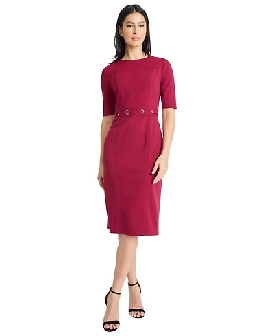 Maggy London Women's Crewneck Sheath Midi Dress