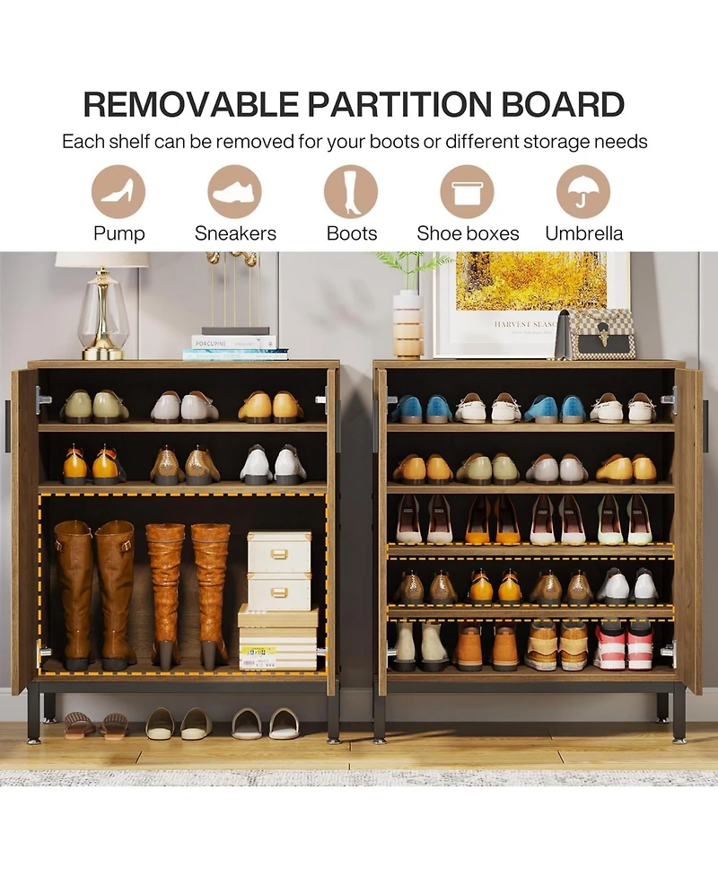 Tribesigns Shoe Cabinet, 20 Pairs Entryway Shoe Storage Cabinet with Shelves, 5-Tier Modern Free Standing Shoe Racks