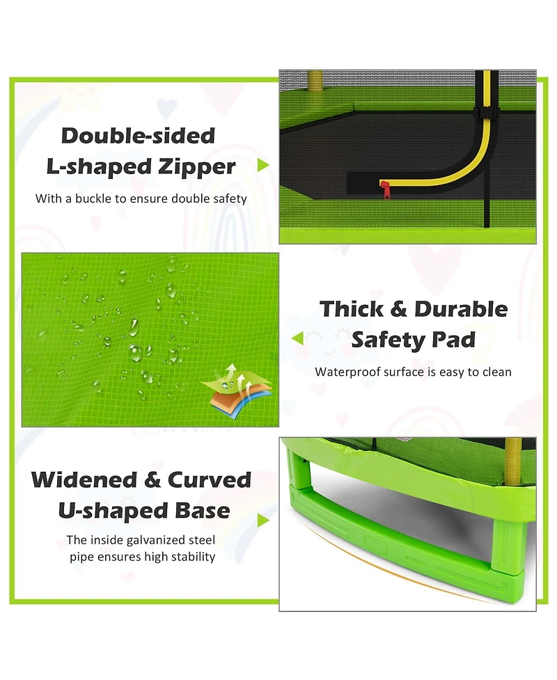 Costway 7FT Kids Trampoline W/Safety Enclosure Net Spring Pad