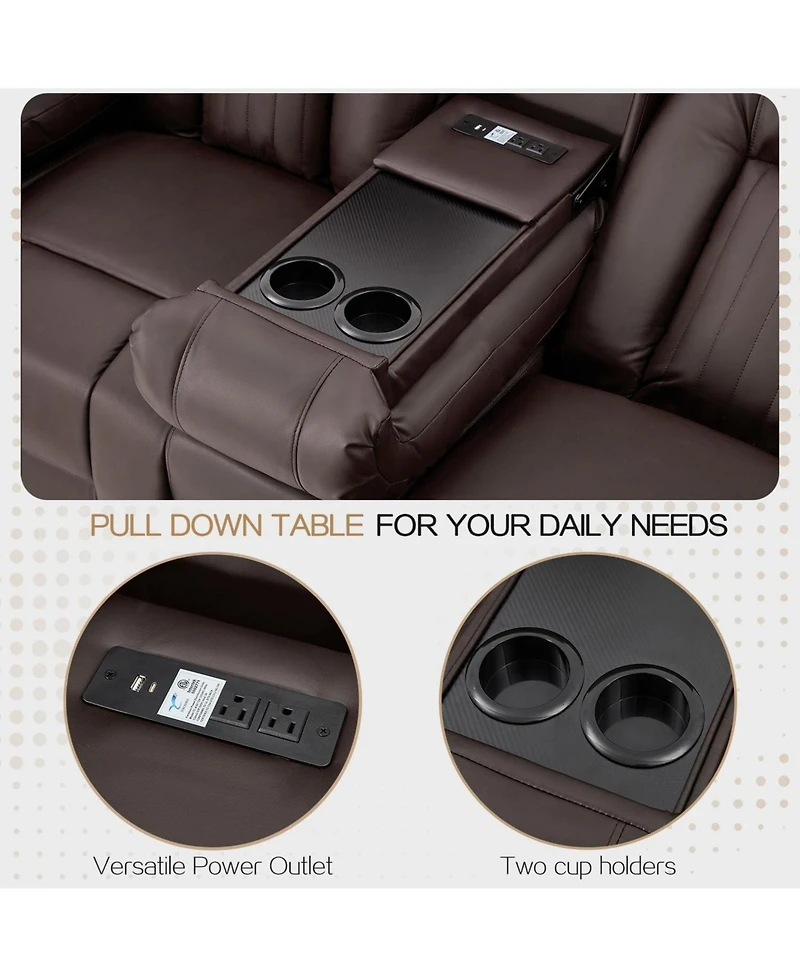 Aecojoy 3 Seater Recliner Sofa with Console&Bluetooth Speakers, Manual Rv Sofa Couch