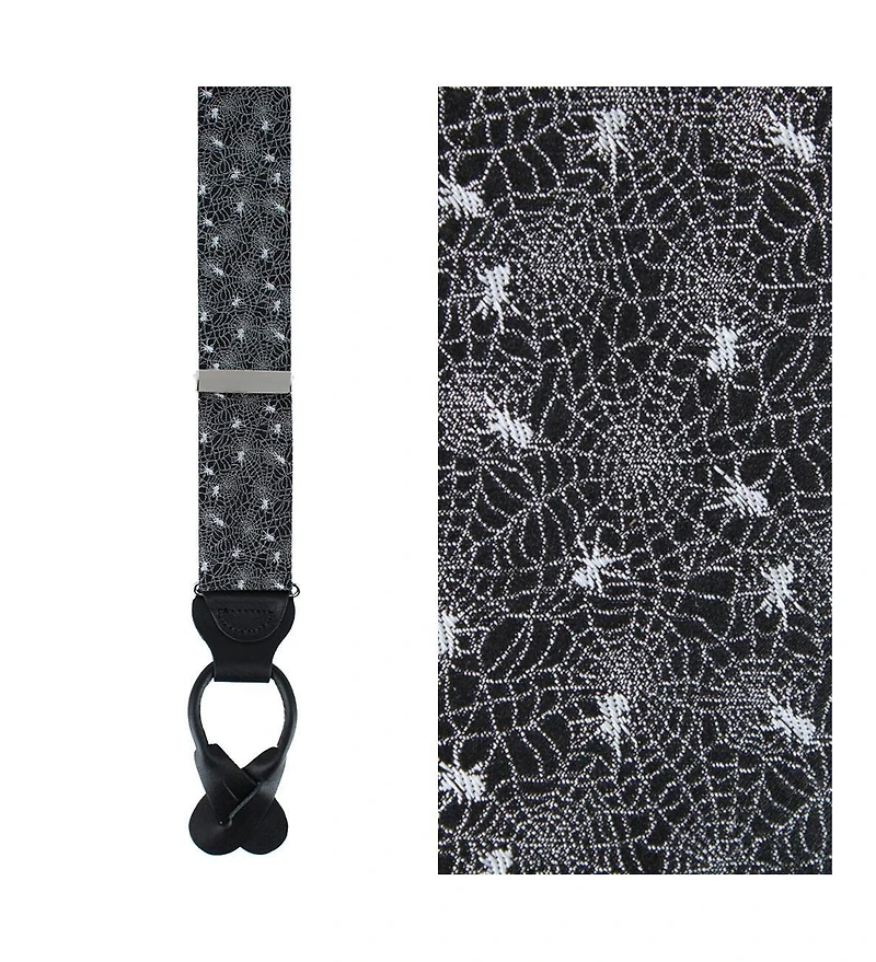 Trafalgar Men's Venom Spider Web Motif Novelty Silk Button End Suspenders