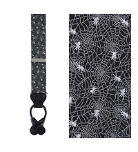 Trafalgar Men's Venom Spider Web Motif Novelty Silk Button End Suspenders