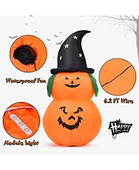 5ft Inflatable Halloween Pumpkin Decoration w/ Led Light Witch Hat