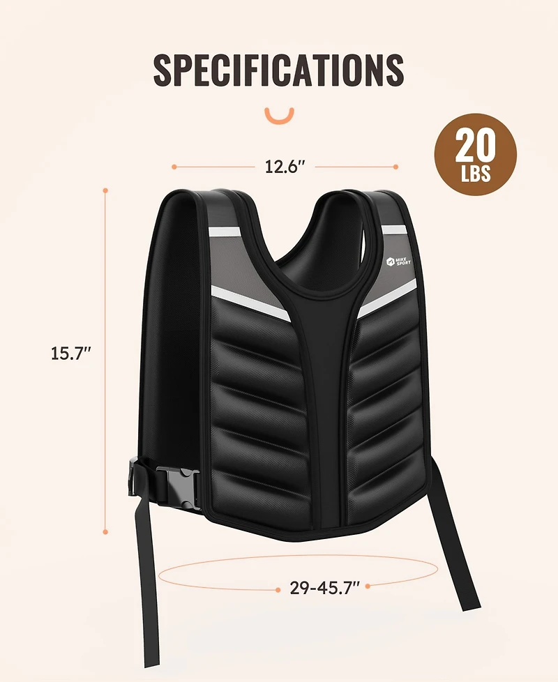 20LB Weighted Vest with Adjustable Buckle for Training, Running, and Fitness