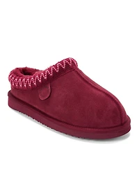 Fireside by Dearfoams Women's Greta Genuine Shearling Clog Slipper with Embroidery