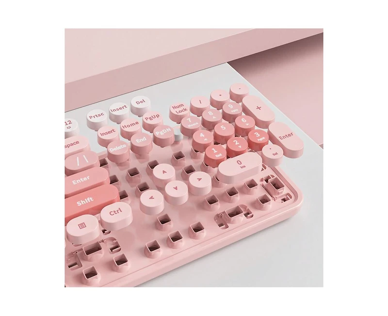 Wireless Keyboard And Mouse Set - Cute Keyboard And Mouse Combo, Full Size Keyboard With Number Pad & Round Keycaps For Windows Pc Laptop