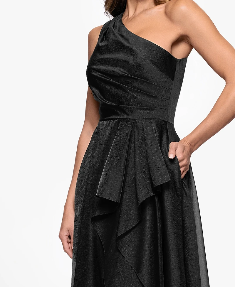 Xscape Women's Metallic Draped One-Shoulder Gown