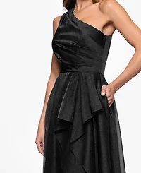 Xscape Women's Metallic Draped One-Shoulder Gown