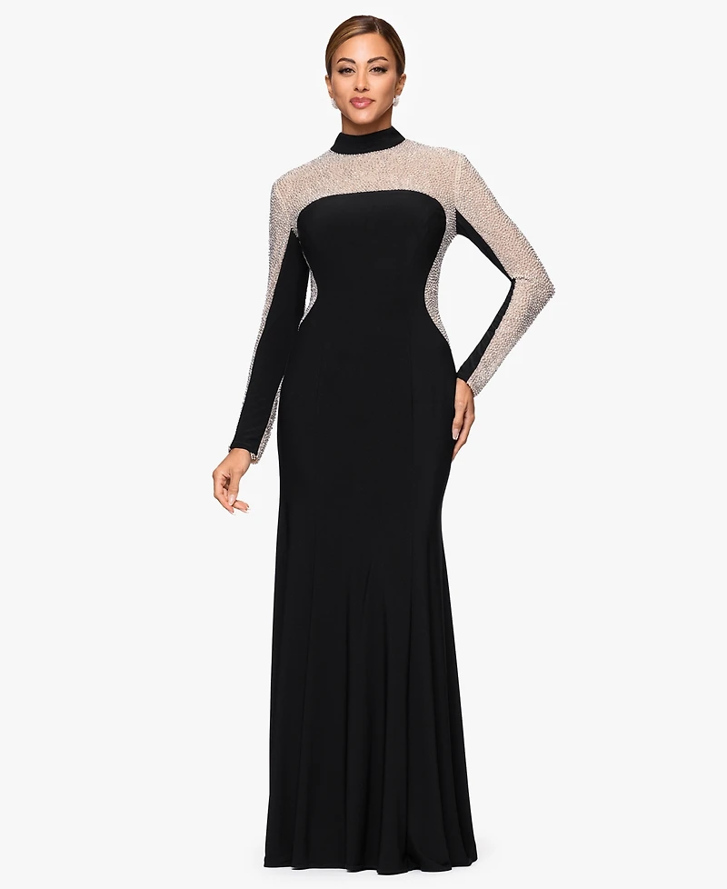 Xscape Women's Mock Neck Maxi Dress