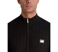 Karl Lagerfeld Paris Men's Full Zip Cable Knit Sweater