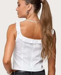 Edikted Women's Noga Ruffle Woven Button Up Top