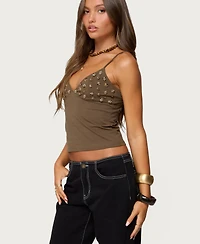 Edikted Women's Nora Buttons V Neck Tank Top