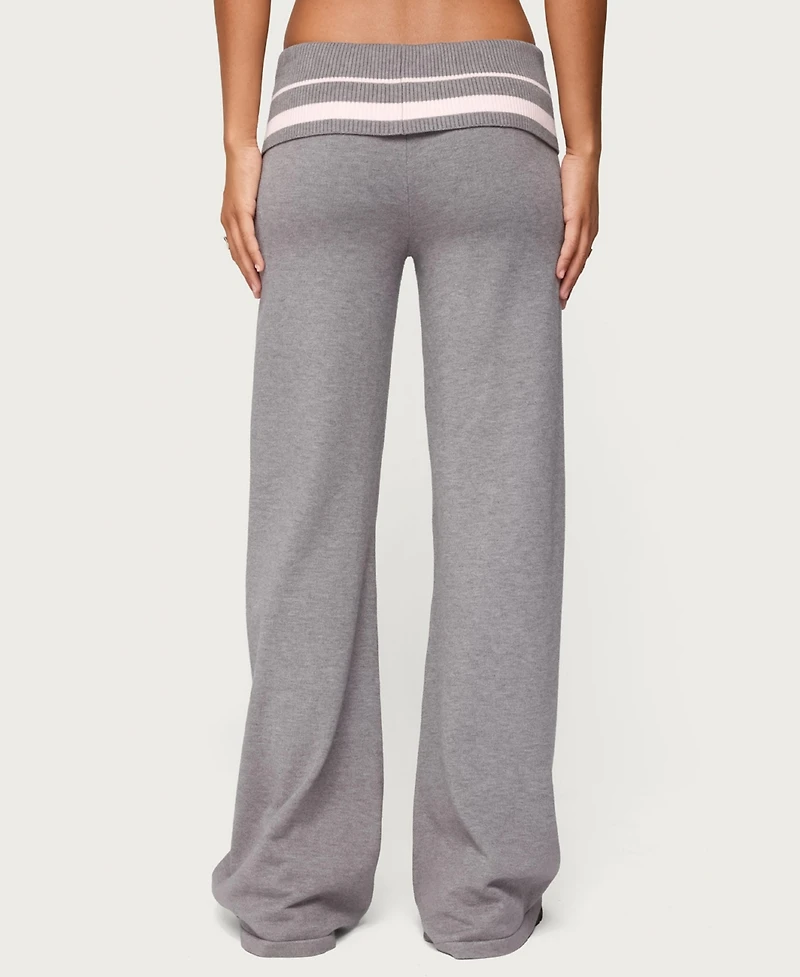 Edikted Women's Kaliya Stripey Fold Over Knit Pants