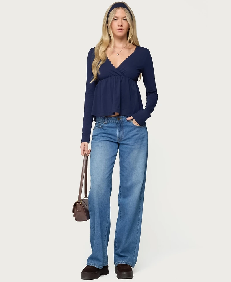 Edikted Women's Kenzie Long Sleeve Babydoll Top