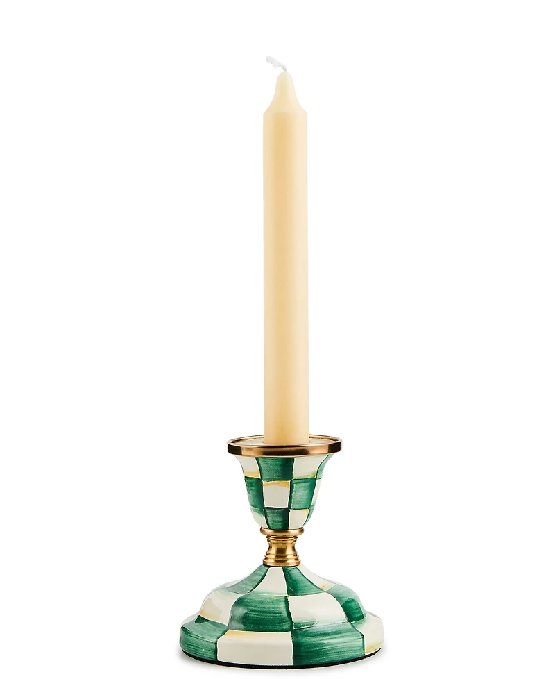 Mackenzie-Childs Emerald Check Short Candlestick