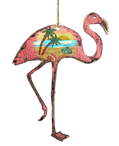 Designocracy Rustic Flamingo Wooden Ornament