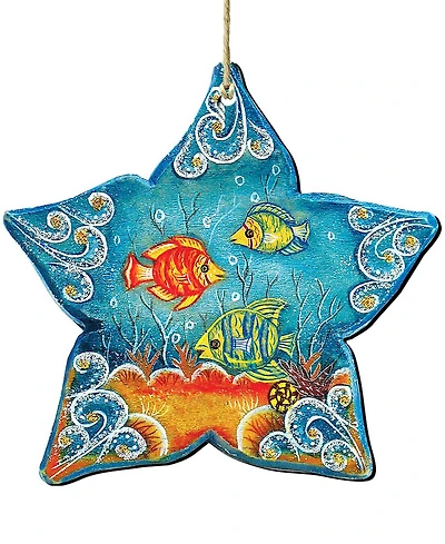 Designocracy Starfish Wooden Christmas Ornament