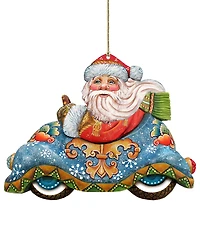 Designocracy Car Ride Santa Wood Christmas Ornament