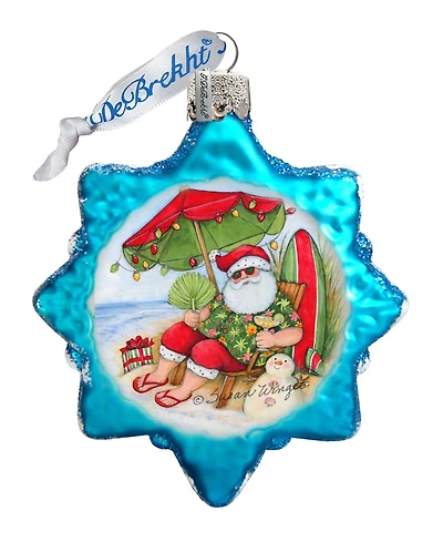 Designocracy Santa on Beach Glass Ornaments S. Winget