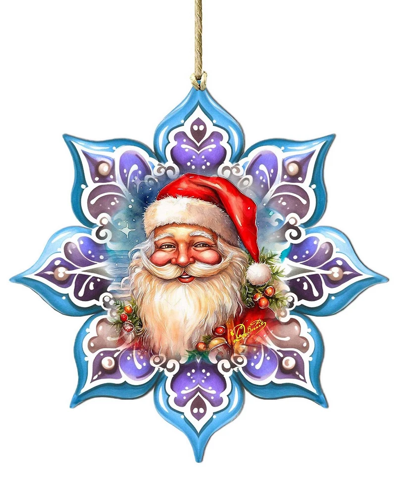 Designocracy Smiling Santa Snowflake Holiday Ornament