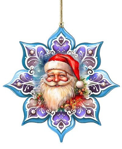 Designocracy Smiling Santa Snowflake Holiday Ornament