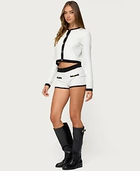 Edikted Women's Mara Contrast Textured Knit Cardigan