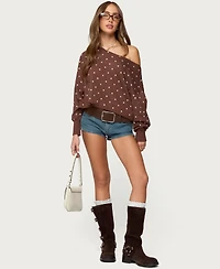 Edikted Women's Oversized Off Shoulder Polka Dot Sweater