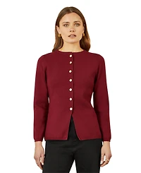 Yumi Women's Chic Peplum Button Up Cardigan